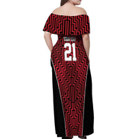 Custom Basketball New Zealand Off Shoulder Maxi Dress Red Maori Ta Moko Indigenous LT9 - Polynesian Pride