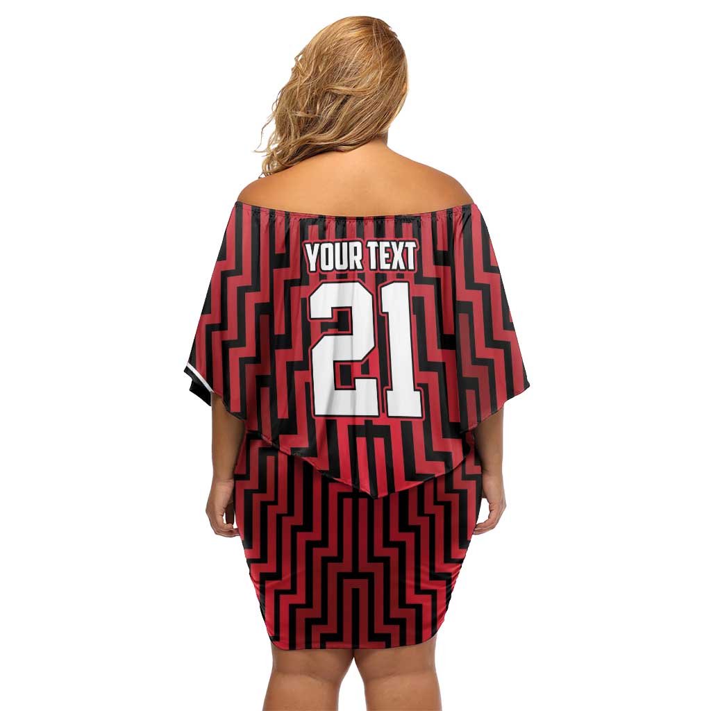 Custom Basketball New Zealand Off Shoulder Short Dress Red Maori Ta Moko Indigenous LT9 - Polynesian Pride