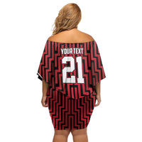 Custom Basketball New Zealand Off Shoulder Short Dress Red Maori Ta Moko Indigenous LT9 - Polynesian Pride