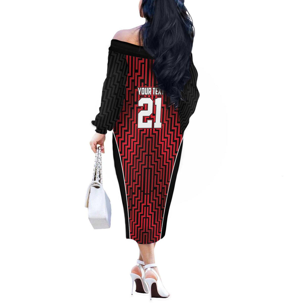 Custom Basketball New Zealand Off The Shoulder Long Sleeve Dress Red Maori Ta Moko Indigenous LT9 - Polynesian Pride