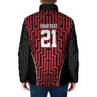 Custom Basketball New Zealand Padded Jacket Red Maori Ta Moko Indigenous - Polynesian Pride