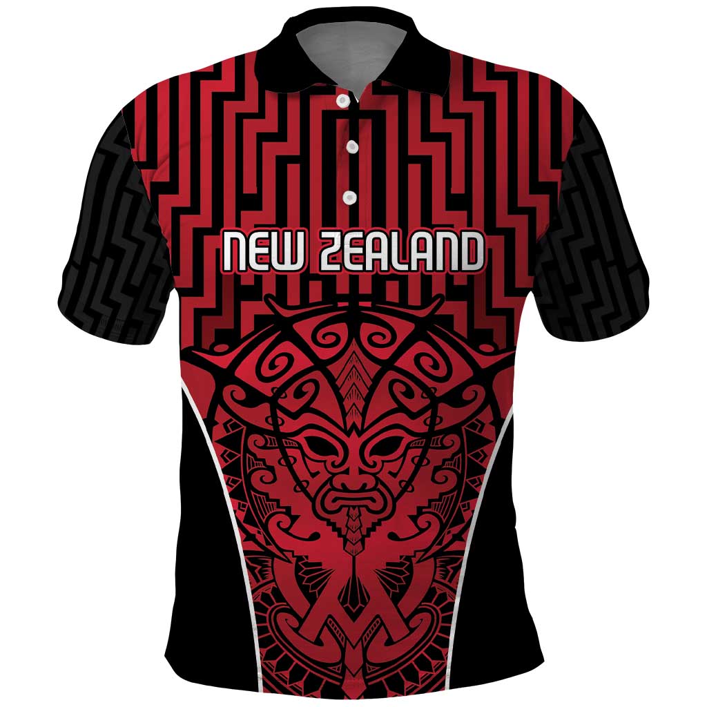 Custom Basketball New Zealand Polo Shirt Red Maori Ta Moko Indigenous LT9 Red - Polynesian Pride