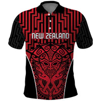 Custom Basketball New Zealand Polo Shirt Red Maori Ta Moko Indigenous LT9 Red - Polynesian Pride