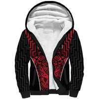 Custom Basketball New Zealand Sherpa Hoodie Red Maori Ta Moko Indigenous LT9 Unisex Red - Polynesian Pride