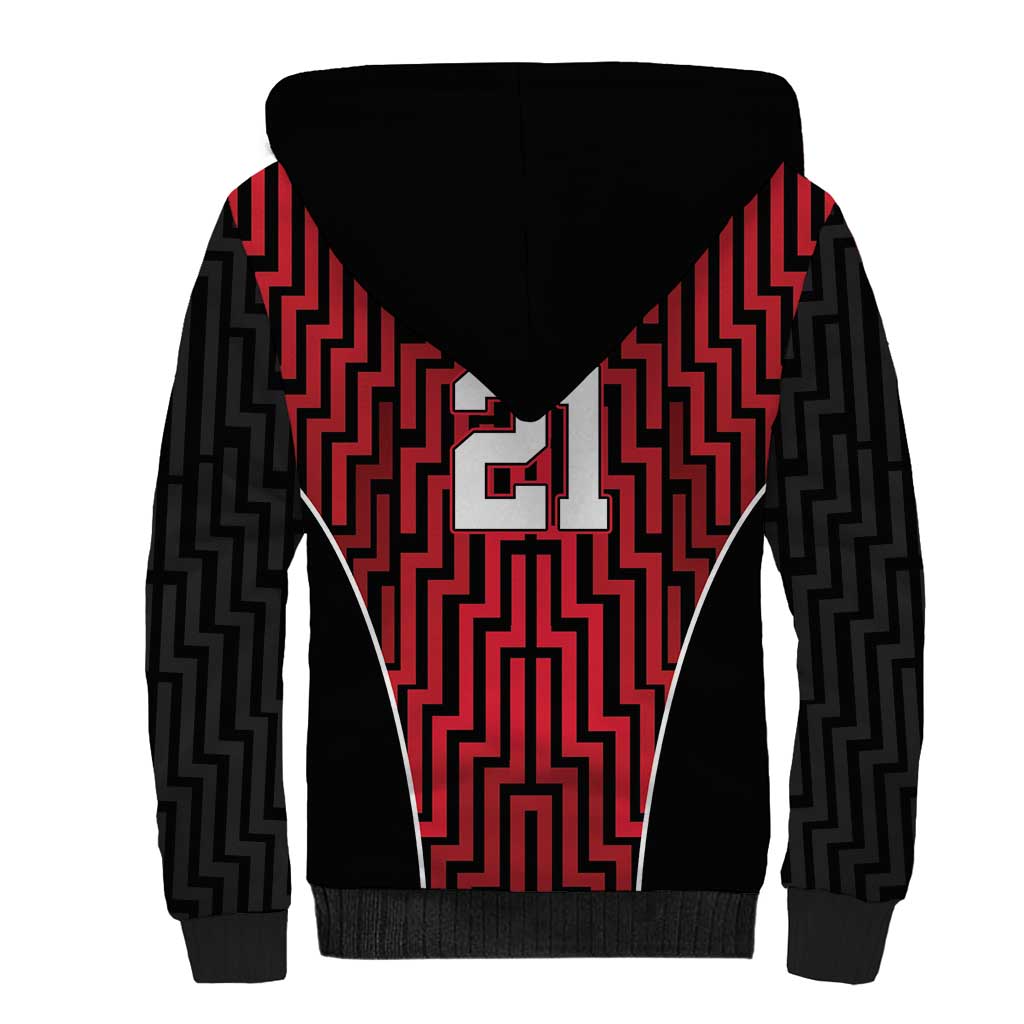 Custom Basketball New Zealand Sherpa Hoodie Red Maori Ta Moko Indigenous LT9 - Polynesian Pride
