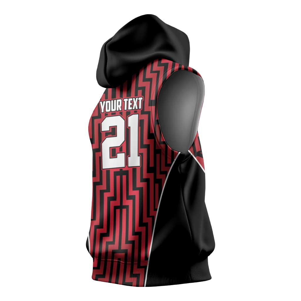 Custom Basketball New Zealand Sleeveless Hoodie Red Maori Ta Moko Indigenous LT9 - Polynesian Pride