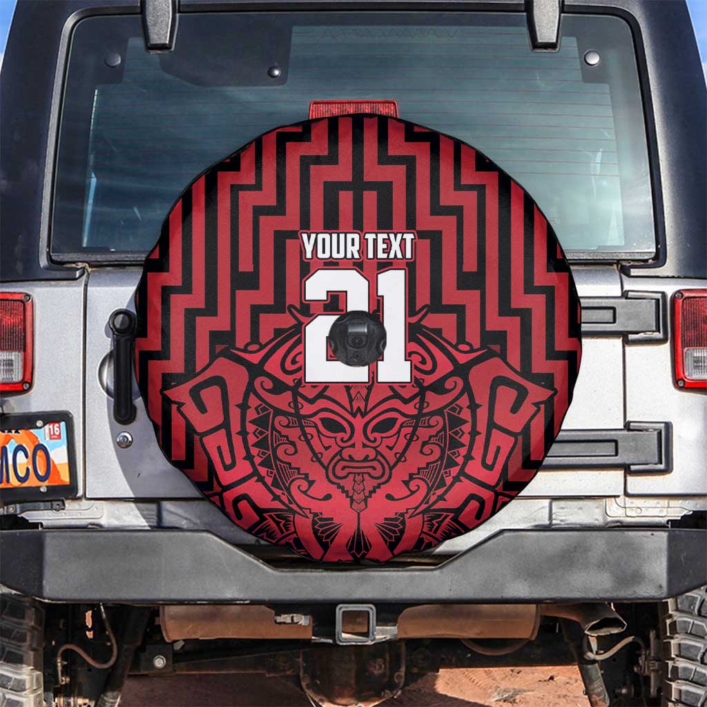 Custom Basketball New Zealand Spare Tire Cover Red Maori Ta Moko Indigenous LT9 Red - Polynesian Pride