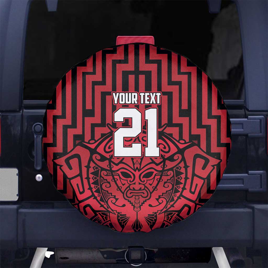 Custom Basketball New Zealand Spare Tire Cover Red Maori Ta Moko Indigenous LT9 No hole Red - Polynesian Pride