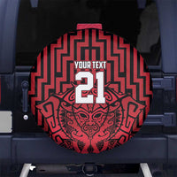 Custom Basketball New Zealand Spare Tire Cover Red Maori Ta Moko Indigenous LT9 No hole Red - Polynesian Pride