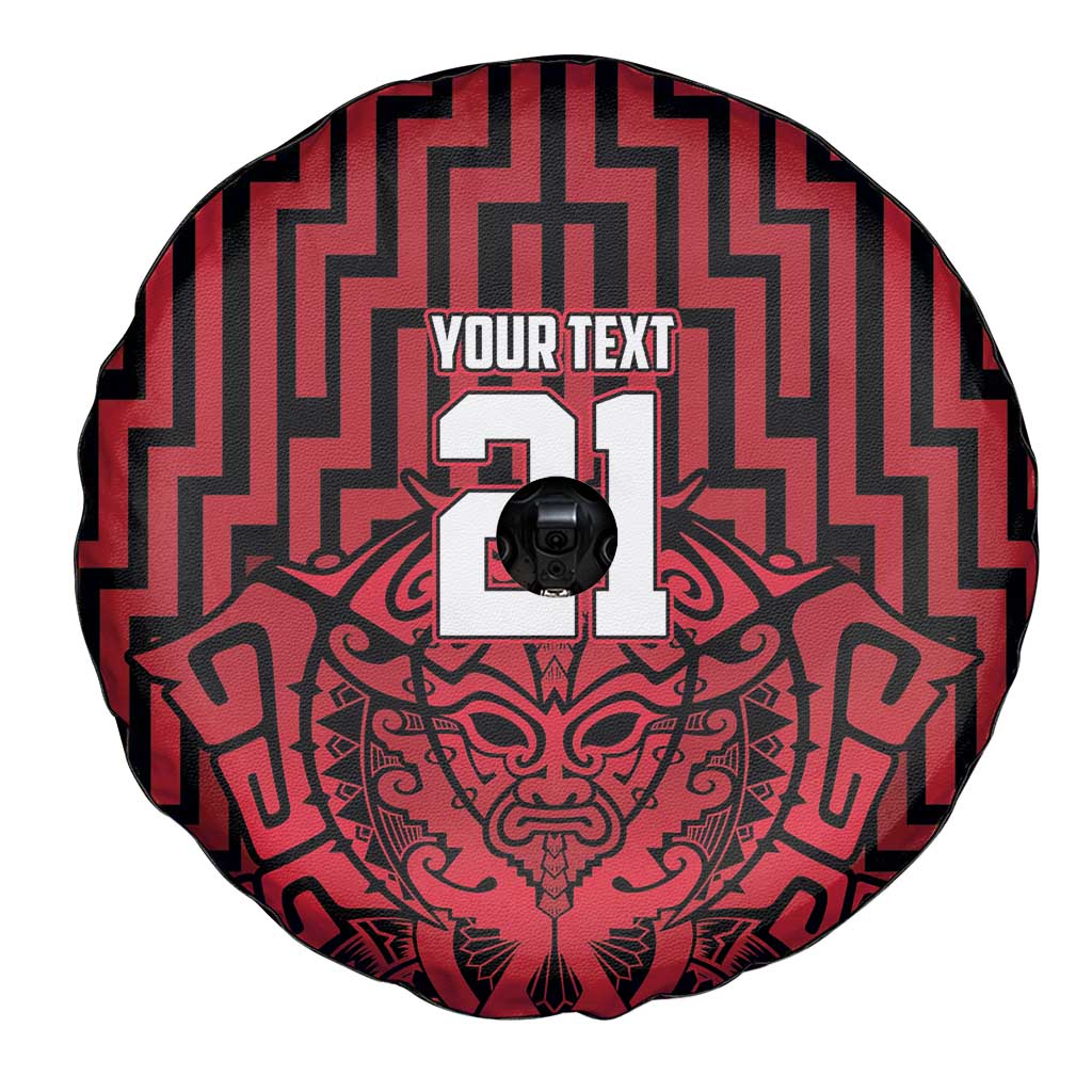 Custom Basketball New Zealand Spare Tire Cover Red Maori Ta Moko Indigenous LT9 - Polynesian Pride