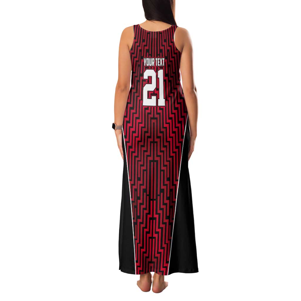 Custom Basketball New Zealand Tank Maxi Dress Red Maori Ta Moko Indigenous LT9 - Polynesian Pride