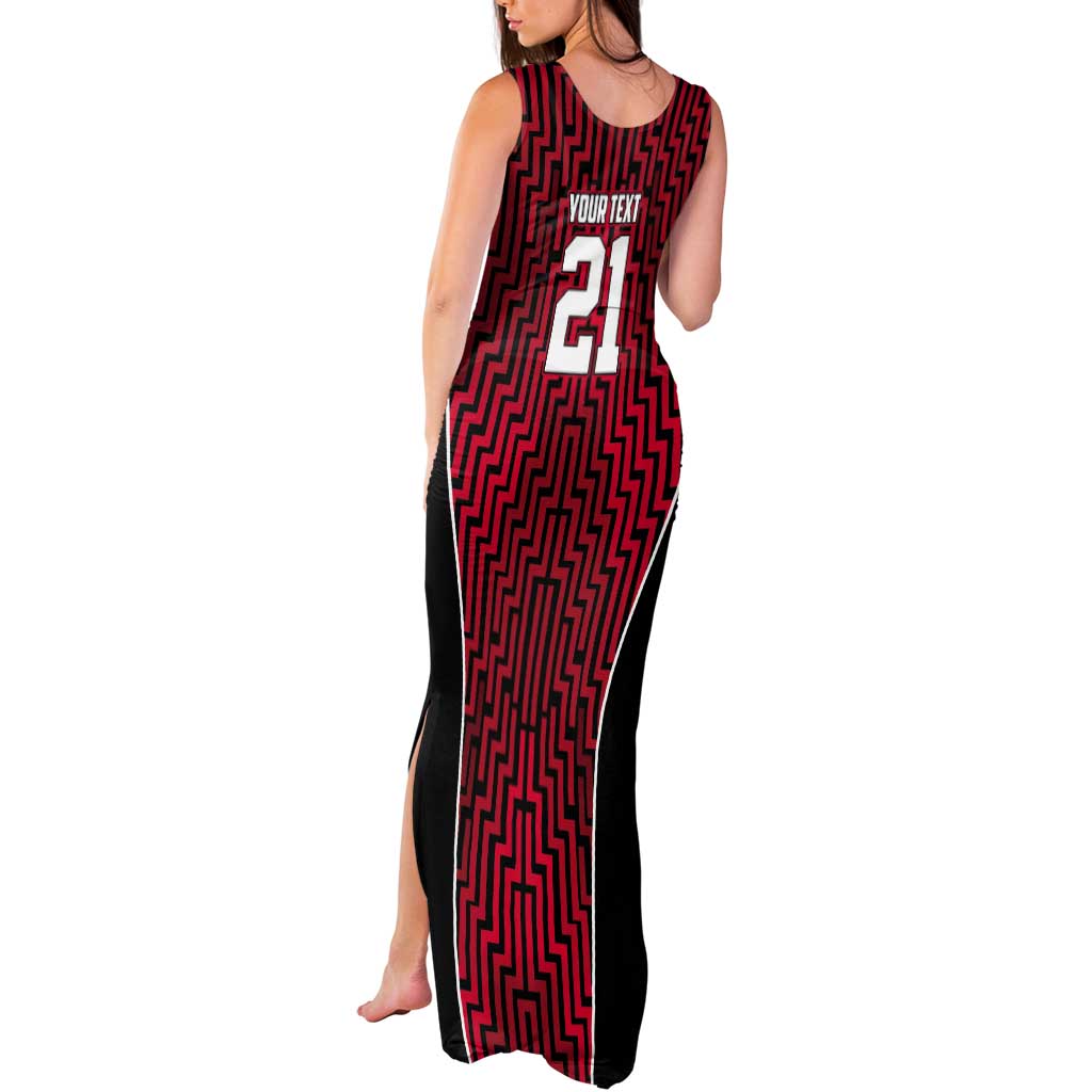 Custom Basketball New Zealand Tank Maxi Dress Red Maori Ta Moko Indigenous LT9 - Polynesian Pride