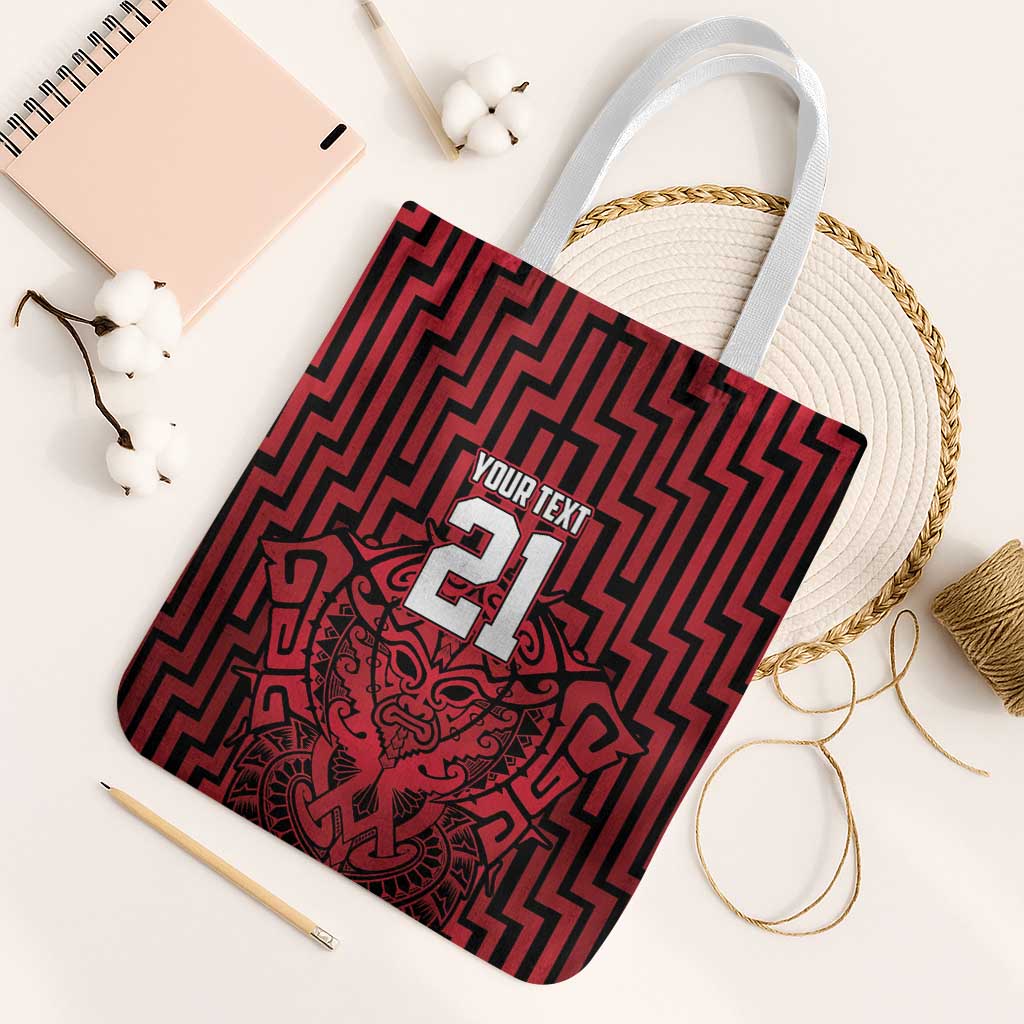 Custom Basketball New Zealand Tote Bag Red Maori Ta Moko Indigenous - Polynesian Pride