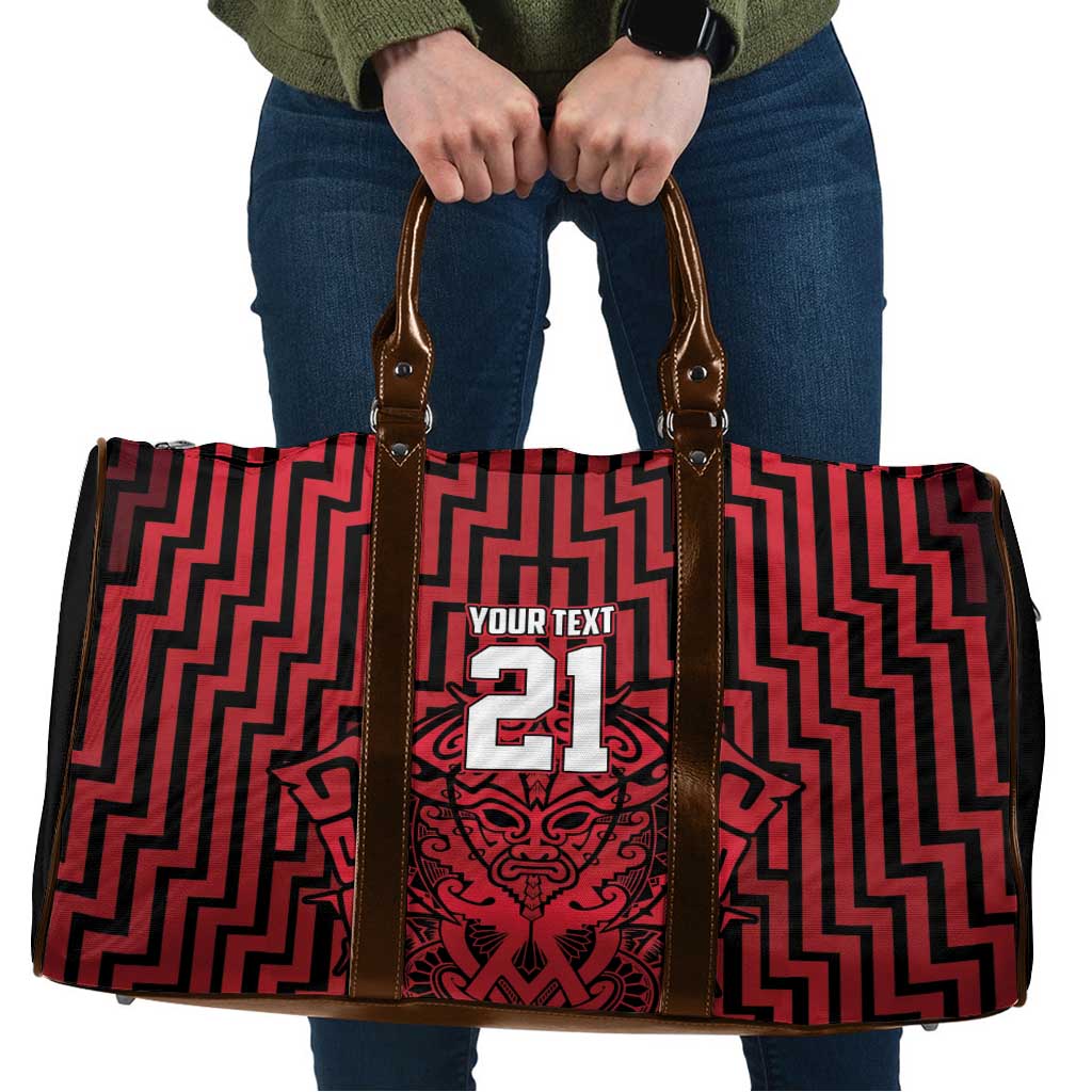 Custom Basketball New Zealand Travel Bag Red Maori Ta Moko Indigenous LT9 Red - Polynesian Pride