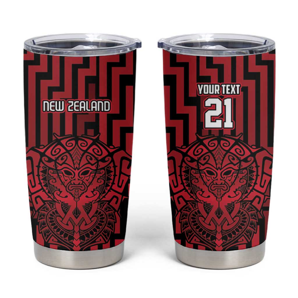 Custom Basketball New Zealand Tumbler Cup Red Maori Ta Moko Indigenous LT9 Red - Polynesian Pride