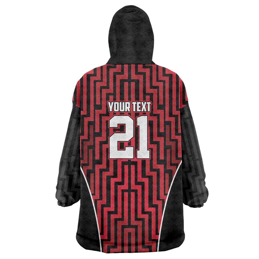 Custom Basketball New Zealand Wearable Blanket Hoodie Red Maori Ta Moko Indigenous LT9 - Polynesian Pride