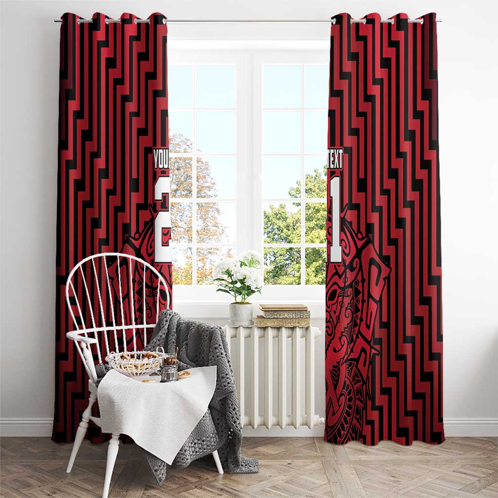 Custom Basketball New Zealand Window Curtain Red Maori Ta Moko Indigenous - Polynesian Pride