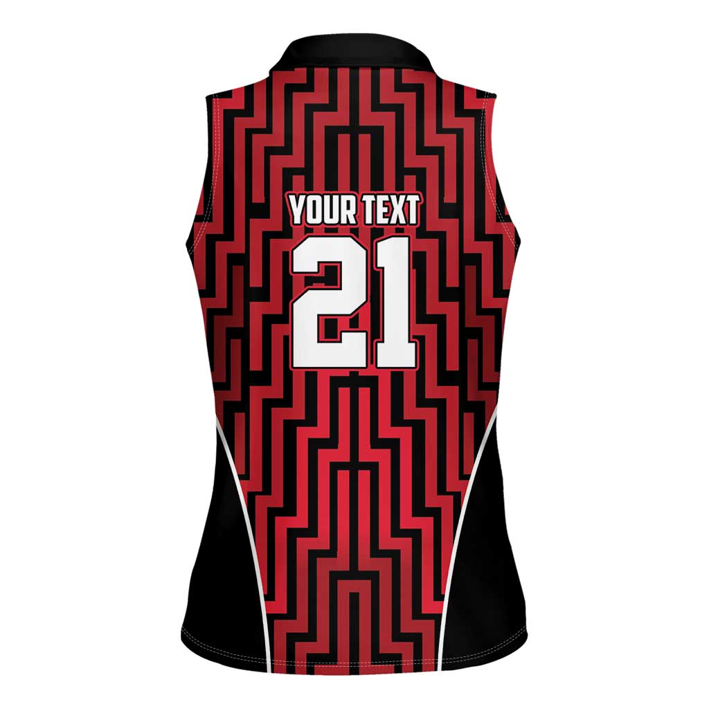Custom Basketball New Zealand Women Sleeveless Polo Shirt Red Maori Ta Moko Indigenous LT9 - Polynesian Pride