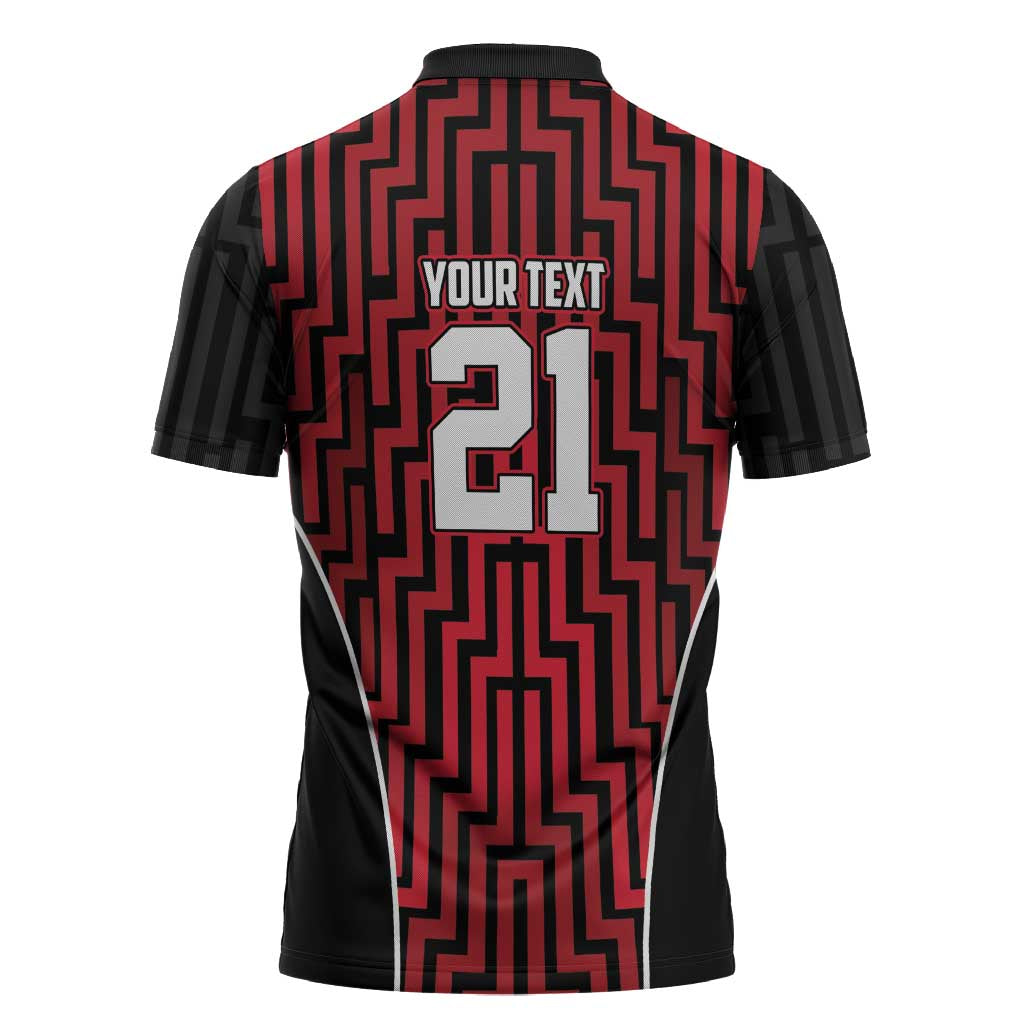Custom Basketball New Zealand Zipper Polo Shirt Red Maori Ta Moko Indigenous LT9 - Polynesian Pride
