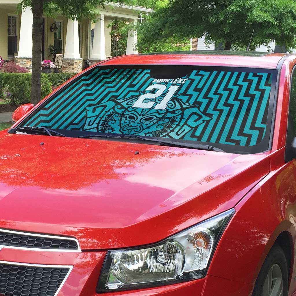 Custom Basketball New Zealand Auto Sun Shade Teal Maori Ta Moko Indigenous - Polynesian Pride