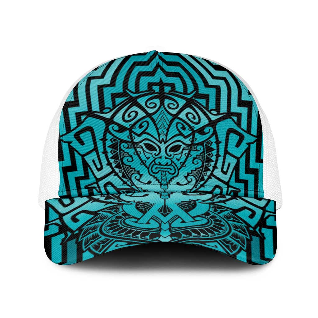 Basketball New Zealand Baseball Net Cap Teal Maori Ta Moko Indigenous - Polynesian Pride