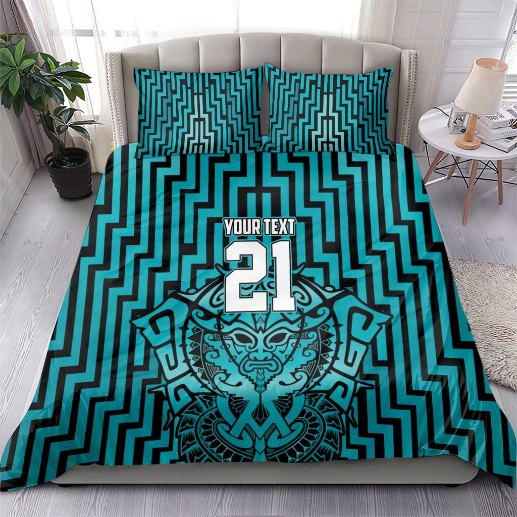 Custom Basketball New Zealand Bedding Set Teal Maori Ta Moko Indigenous - Polynesian Pride