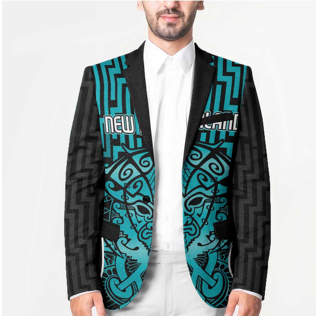 Custom Basketball New Zealand Blazer Teal Maori Ta Moko Indigenous LT9 - Polynesian Pride