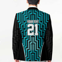 Custom Basketball New Zealand Blazer Teal Maori Ta Moko Indigenous LT9 - Polynesian Pride