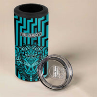 Custom Basketball New Zealand 4 in 1 Can Cooler Tumbler Teal Maori Ta Moko Indigenous LT9 - Polynesian Pride