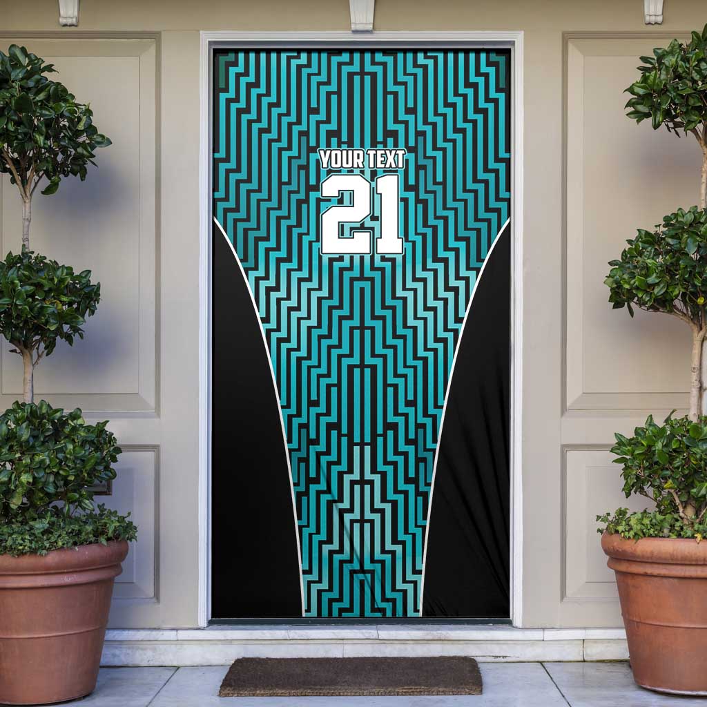 Custom Basketball New Zealand Door Cover Teal Maori Ta Moko Indigenous LT9 Teal - Polynesian Pride