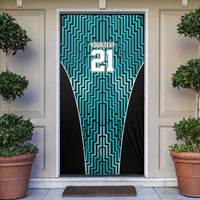 Custom Basketball New Zealand Door Cover Teal Maori Ta Moko Indigenous LT9 Teal - Polynesian Pride