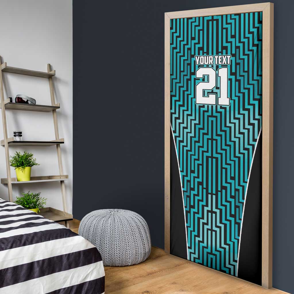 Custom Basketball New Zealand Door Cover Teal Maori Ta Moko Indigenous LT9 - Polynesian Pride