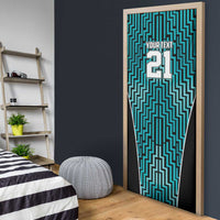 Custom Basketball New Zealand Door Cover Teal Maori Ta Moko Indigenous LT9 - Polynesian Pride
