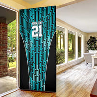 Custom Basketball New Zealand Door Cover Teal Maori Ta Moko Indigenous LT9 - Polynesian Pride