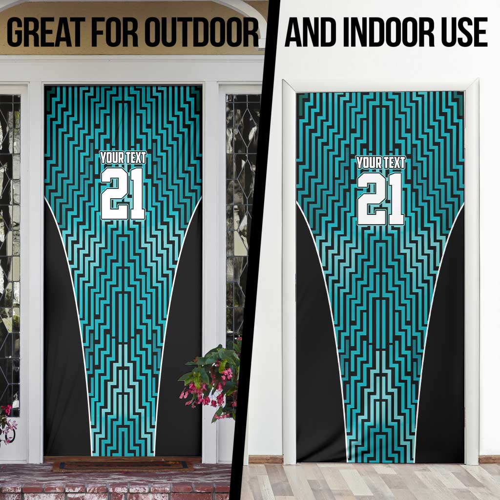 Custom Basketball New Zealand Door Cover Teal Maori Ta Moko Indigenous LT9 - Polynesian Pride