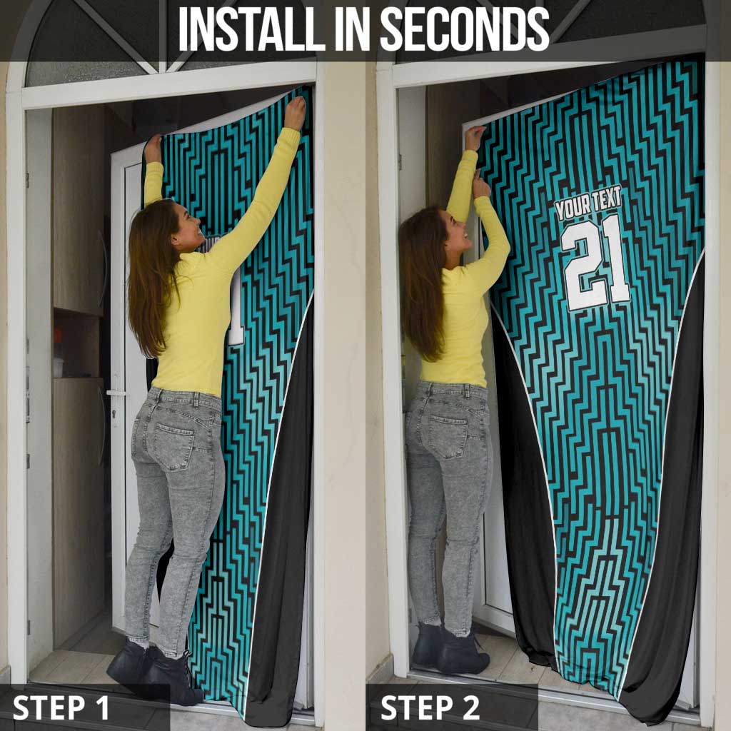 Custom Basketball New Zealand Door Cover Teal Maori Ta Moko Indigenous LT9 - Polynesian Pride
