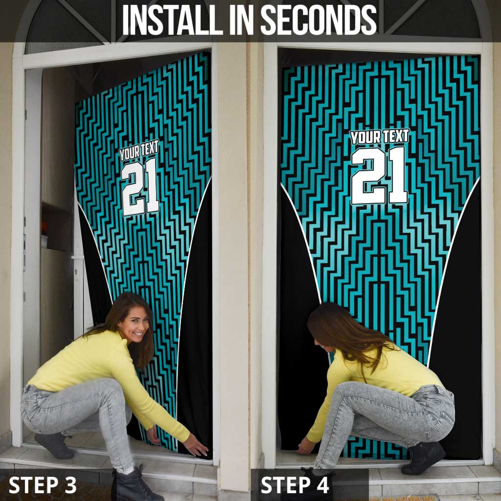 Custom Basketball New Zealand Door Cover Teal Maori Ta Moko Indigenous LT9 - Polynesian Pride