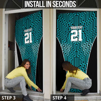 Custom Basketball New Zealand Door Cover Teal Maori Ta Moko Indigenous LT9 - Polynesian Pride