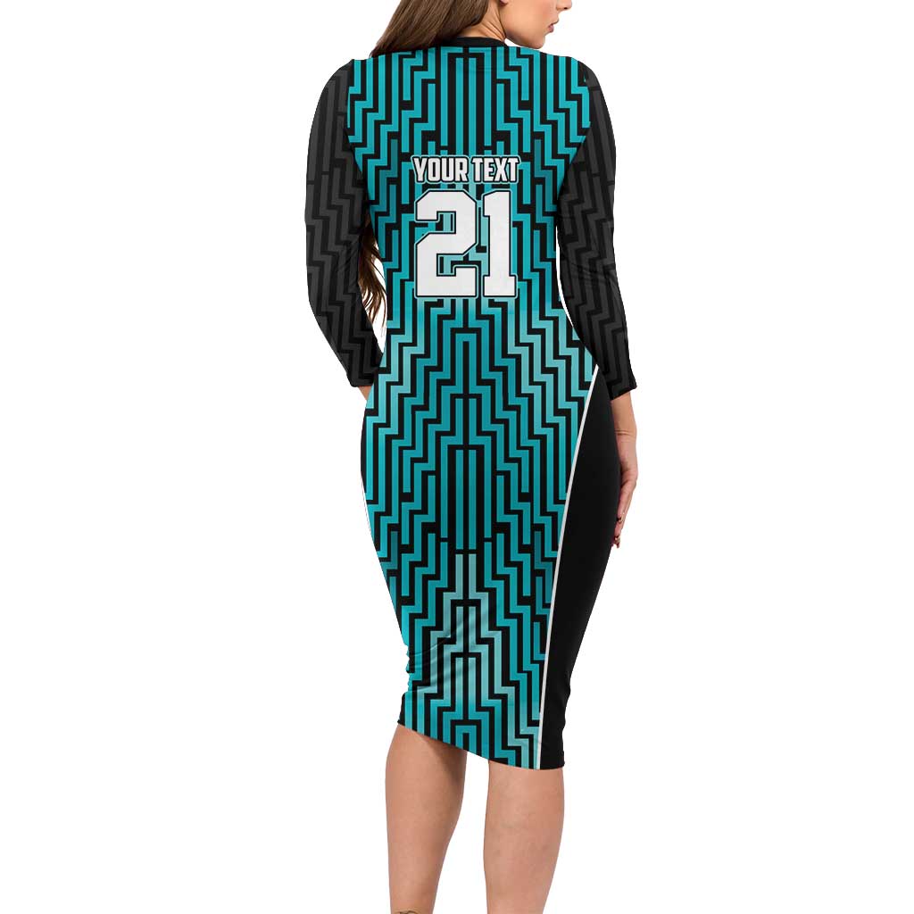 Custom Basketball New Zealand Family Matching Long Sleeve Bodycon Dress and Hawaiian Shirt Teal Maori Ta Moko Indigenous LT9 - Polynesian Pride
