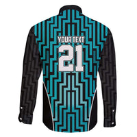 Custom Basketball New Zealand Family Matching Off The Shoulder Long Sleeve Dress and Hawaiian Shirt Teal Maori Ta Moko Indigenous LT9 - Polynesian Pride