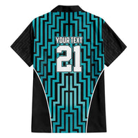 Custom Basketball New Zealand Family Matching Off Shoulder Maxi Dress and Hawaiian Shirt Teal Maori Ta Moko Indigenous LT9 - Polynesian Pride