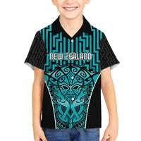 Custom Basketball New Zealand Family Matching Summer Maxi Dress and Hawaiian Shirt Teal Maori Ta Moko Indigenous LT9 Son's Shirt Teal - Polynesian Pride