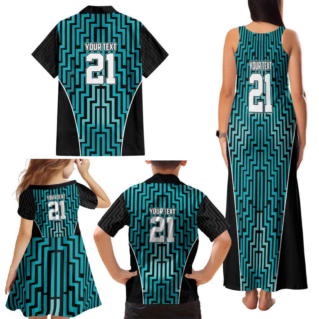 Custom Basketball New Zealand Family Matching Tank Maxi Dress and Hawaiian Shirt Teal Maori Ta Moko Indigenous LT9 - Polynesian Pride