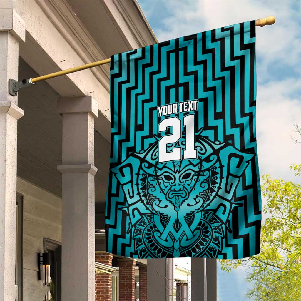 Custom Basketball New Zealand Garden Flag Teal Maori Ta Moko Indigenous LT9 House Flag Teal - Polynesian Pride