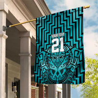 Custom Basketball New Zealand Garden Flag Teal Maori Ta Moko Indigenous LT9 House Flag Teal - Polynesian Pride