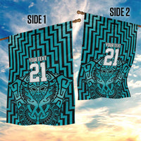 Custom Basketball New Zealand Garden Flag Teal Maori Ta Moko Indigenous LT9 - Polynesian Pride