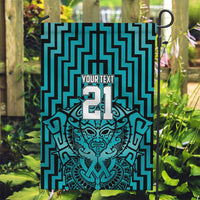 Custom Basketball New Zealand Garden Flag Teal Maori Ta Moko Indigenous LT9 Garden Flag Teal - Polynesian Pride