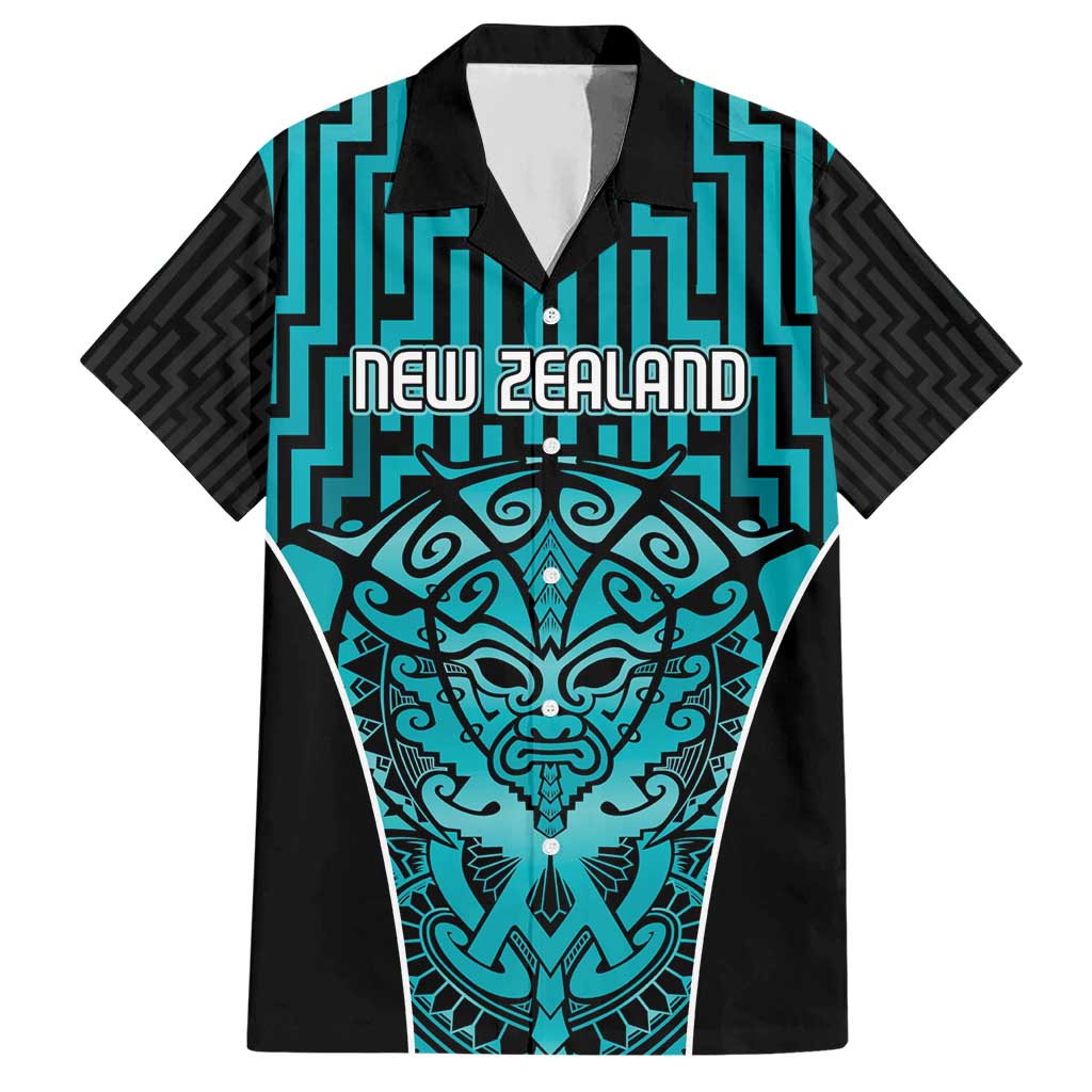 Custom Basketball New Zealand Hawaiian Shirt Teal Maori Ta Moko Indigenous LT9 Teal - Polynesian Pride