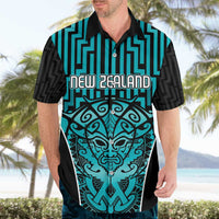 Custom Basketball New Zealand Hawaiian Shirt Teal Maori Ta Moko Indigenous LT9 - Polynesian Pride