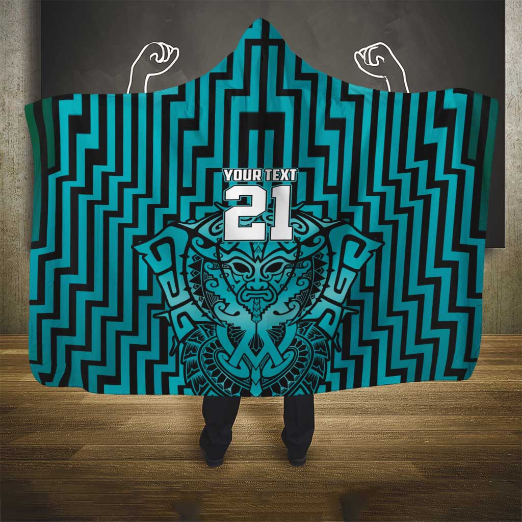 Custom Basketball New Zealand Hooded Blanket Teal Maori Ta Moko Indigenous LT9 - Polynesian Pride